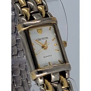 Croton Quartz Watch 23k Gold Plated Ladies Two Tone